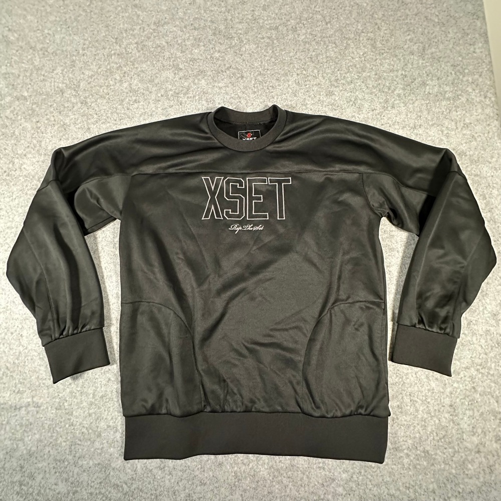 XSET Sweatshirt Mens XL Black Rep The Set Embroidered Gaming Crewneck E-Sports